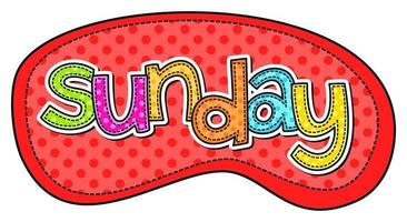 Sunday Week End Doodle Stitch Text Lettering Patch vector