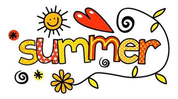 Summer Title Text Seasonal Doodle Lettering vector