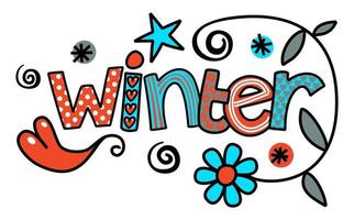 Winter Text Title Seasonal Doodle Lettering vector