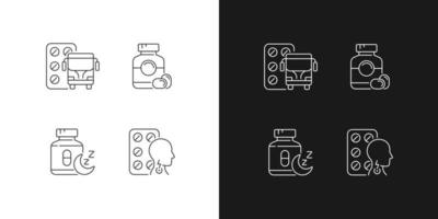 Maintaining life quality linear icons set for dark and light mode vector
