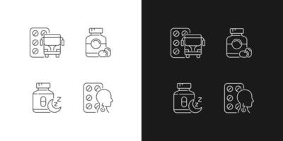 Maintaining life quality linear icons set for dark and light mode vector