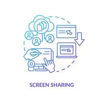 Screen sharing blue gradient concept icon vector