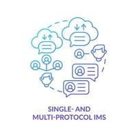 Single and multi protocol IM blue gradient concept icon vector