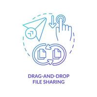 Drag and drop file sharing blue gradient concept icon vector