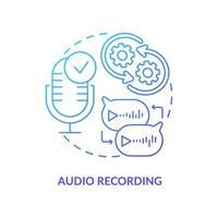 icono de concepto degradado azul de grabación de audio vector