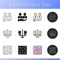 Working together icons set vector