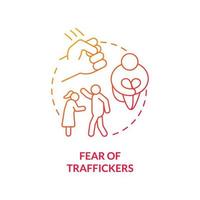 Fear of traffickers red concept icon vector