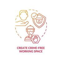 Create crime-free working space red concept icon vector