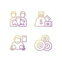 Taking part in lottery gradient linear vector icons set