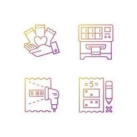 Playing lotto games gradient linear vector icons set