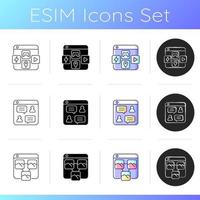 Launching online services icons set vector