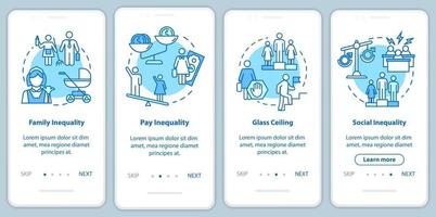 Sexual inequality onboarding mobile app page screen with concepts vector