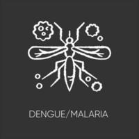 dengue, malaria tiza icono blanco sobre fondo negro vector