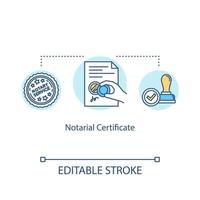 Notarial certificate concept icon