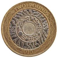 2 pounds coin, United Kingdom isolated over white photo