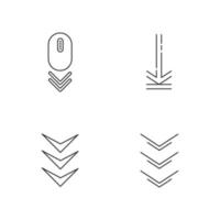 Scrolling down and uploading indicators pixel perfect linear icons set vector