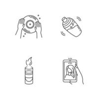 Clubbing pixel perfect linear icons set vector