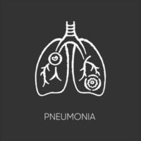 Pneumonia chalk white icon on black background vector