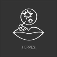 herpes tiza icono blanco sobre fondo negro vector