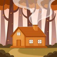 Mountain Cabin in the Forest during Autumn vector