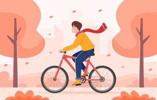 Autumn Cycling Activity in the Park vector