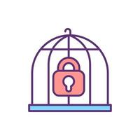 Cage and lock RGB color icon vector