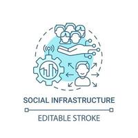 icono de concepto azul de infraestructura social vector