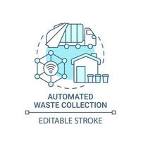 Icono de concepto azul de recogida automatizada de residuos vector