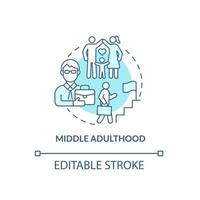 Middle adulthood development concept icon vector