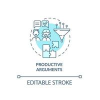 argumentos productivos en el icono del concepto de comunicación de pareja madura vector