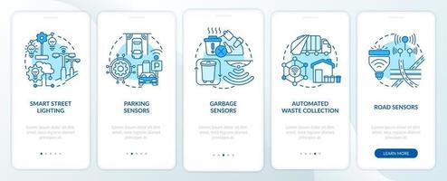 Smart city infrastructure blue onboarding mobile app page screen vector