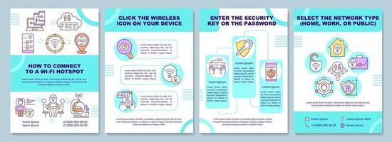 How to connect to wifi hotspot brochure template vector