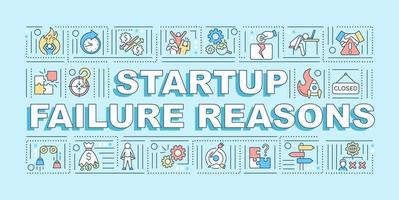 Startup failure reasons word concepts banner vector