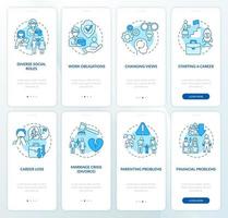 Adulthood development onboarding mobile app page screen vector