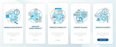 Startup lifecycle phases blue onboarding mobile app page screen vector