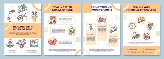 Dealing with work stress brochure template vector