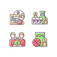 Participation in lottery RGB color icons set vector