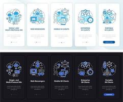 Instant messaging service onboarding mobile app page screen vector