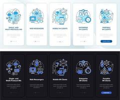 Instant messaging service onboarding mobile app page screen vector