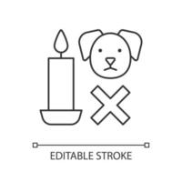 Candle safety for pets linear manual label icon vector
