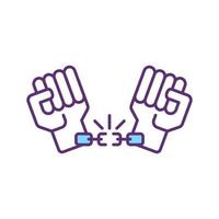 Hands in chain RGB color icon vector