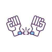 Hands in chain RGB color icon vector