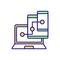 Device synchronization RGB color icon vector