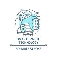 Smart traffic technology blue concept icon vector