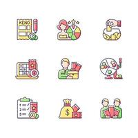 Gambling game types RGB color icons set vector