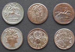 Ancient Roman and Greek coins photo