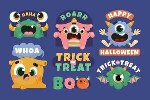 Cute Monster Sticker Collection vector