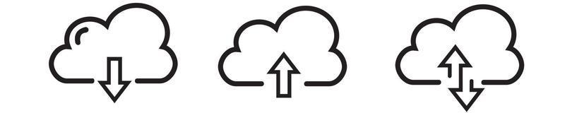 Cloud download and upload icon. Upload download cloud arrow. vector