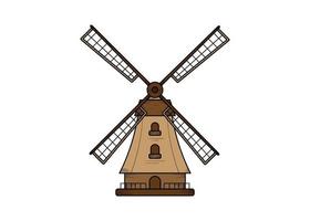 Windmill farm hand drawn illustration design template isolated