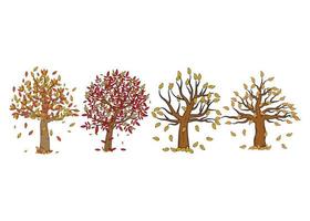 Fall autumn tree hand drawn illustration design template isolated vector